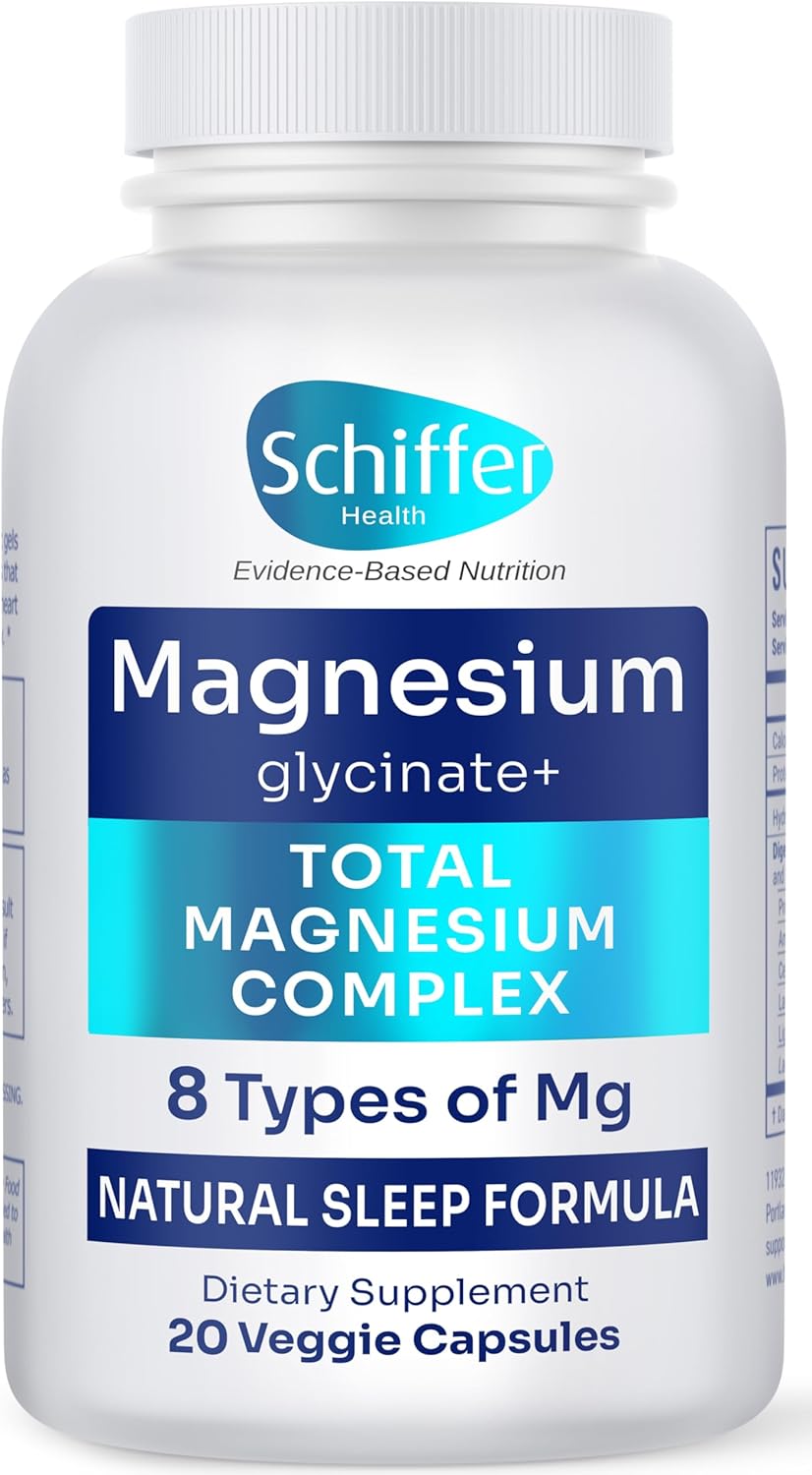 Schiffer Health Total Magnesium Complex with 8 Types of Magnesium - 20 Capsules for Overall Wellness