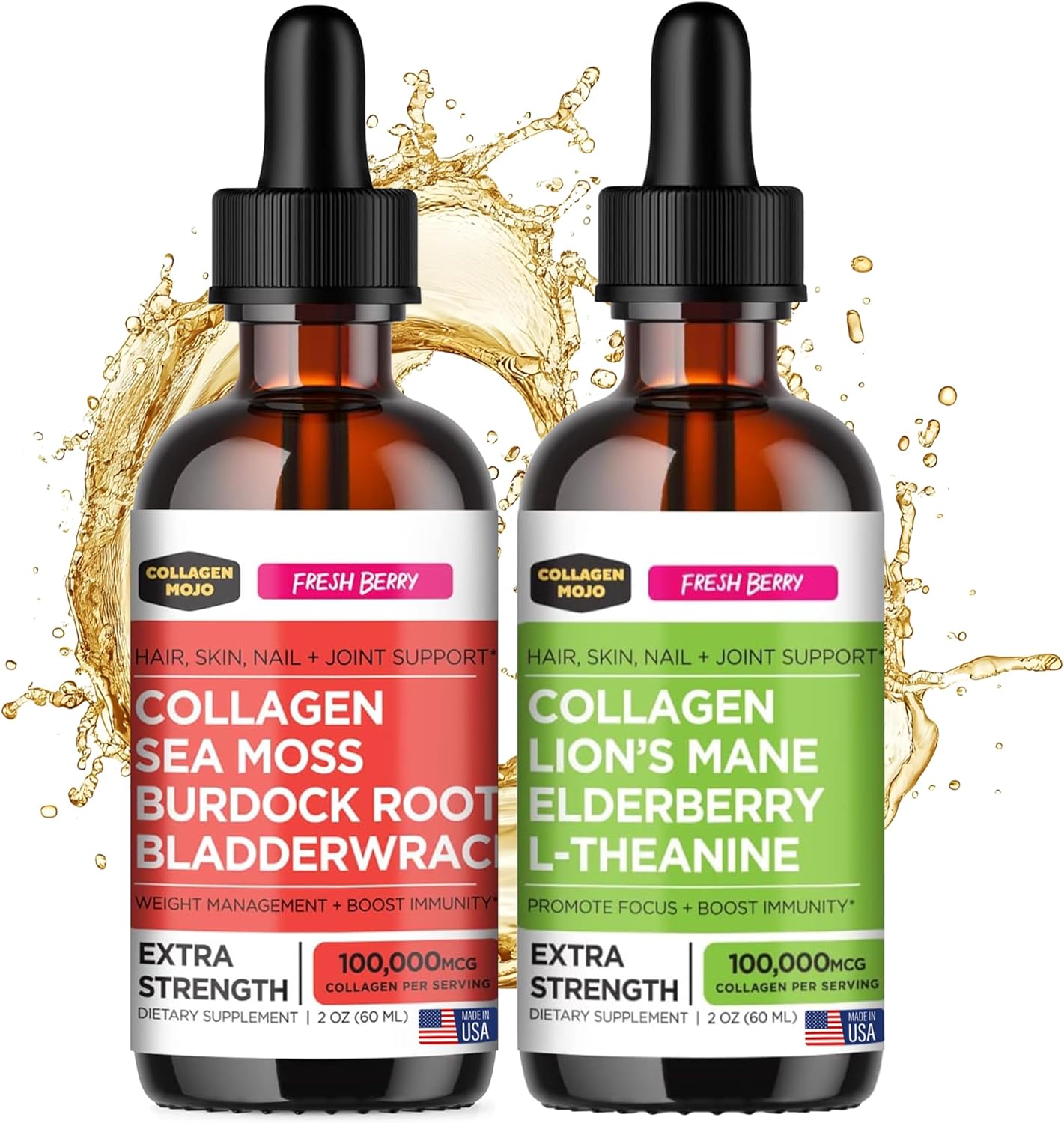 Sea Moss & Burdock Root Collagen Peptides + Lions Mane & Elderberry Liquid Collagen
