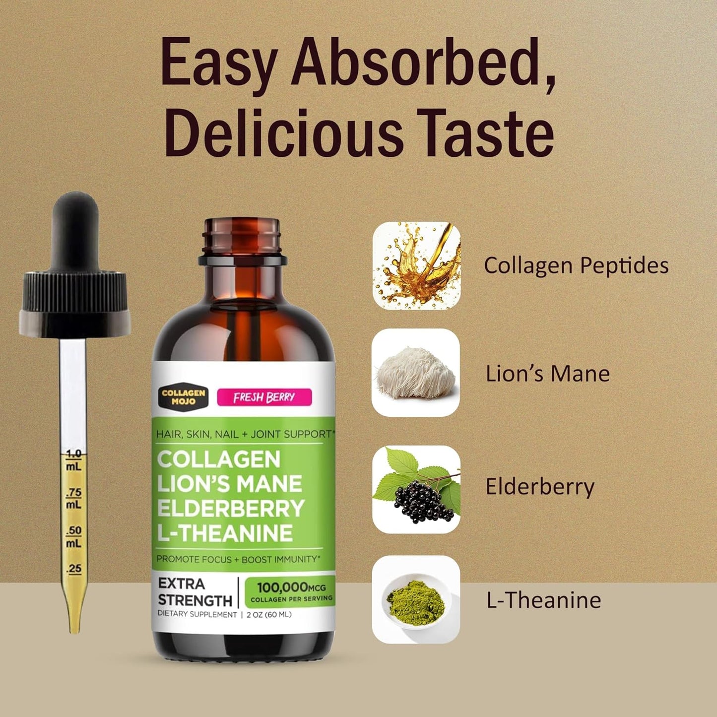 Sea Moss & Burdock Root Collagen Peptides + Lions Mane & Elderberry Liquid Collagen
