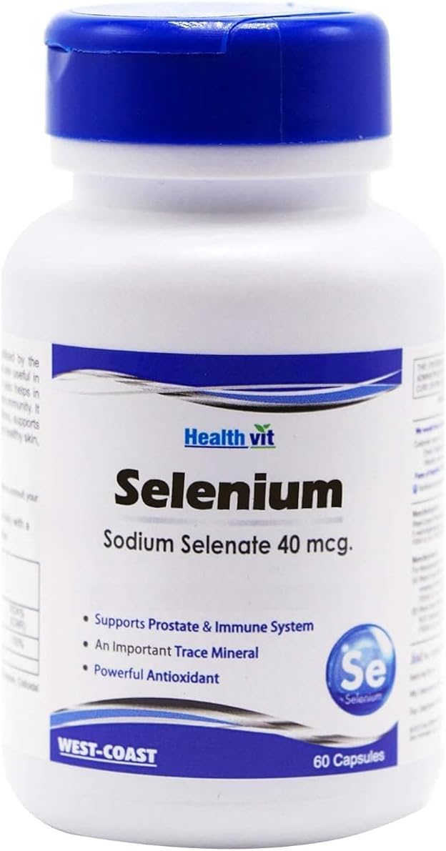 Selenium 40mcg Capsules - Essential Trace Mineral Supplement for Heart & Immune Health, Antioxidant Powder - Vegan & Non-GMO - 60 Count