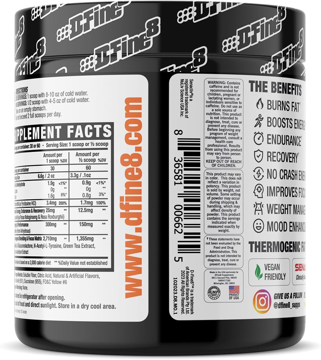 Senactiv Thermogenic Pre-Workout Powder for Energy & Focus, Sugar Free Mango Orange Supplement with Caffeine & N-Acetyl-L-Tyrosine