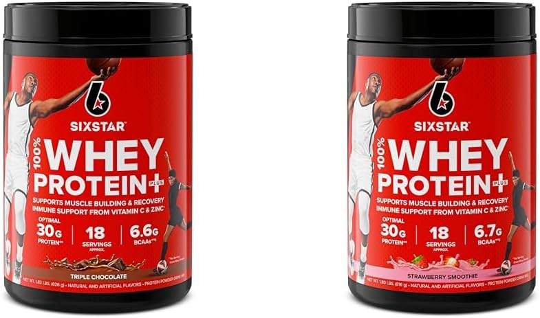 Six Star Elite Series 100% Whey Protein Plus Bundle - Triple Chocolate & Strawberry Smoothie 1.8lbs