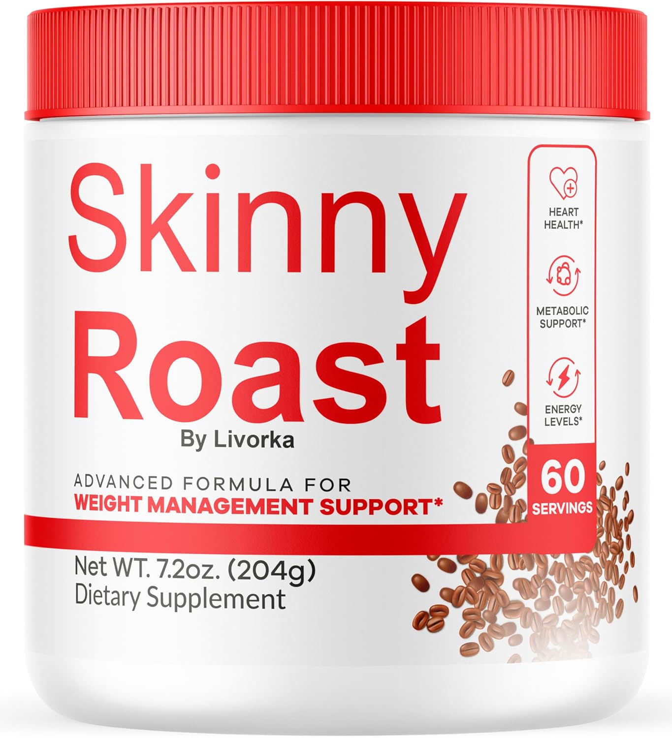 SkinnyRoast Organic Powder - Premium Formula for Healthy Living, 60 Servings