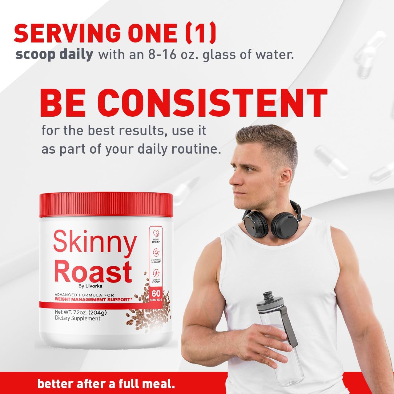 SkinnyRoast Organic Powder - Premium Formula for Healthy Living, 60 Servings