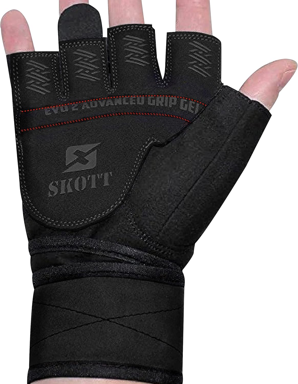Skott Evo 2 Weightlifting Gloves with Integrated Wrist Support and Double Stitching for Ultimate Durability - Enhance Your Bodybuilding and Fitness Regimen