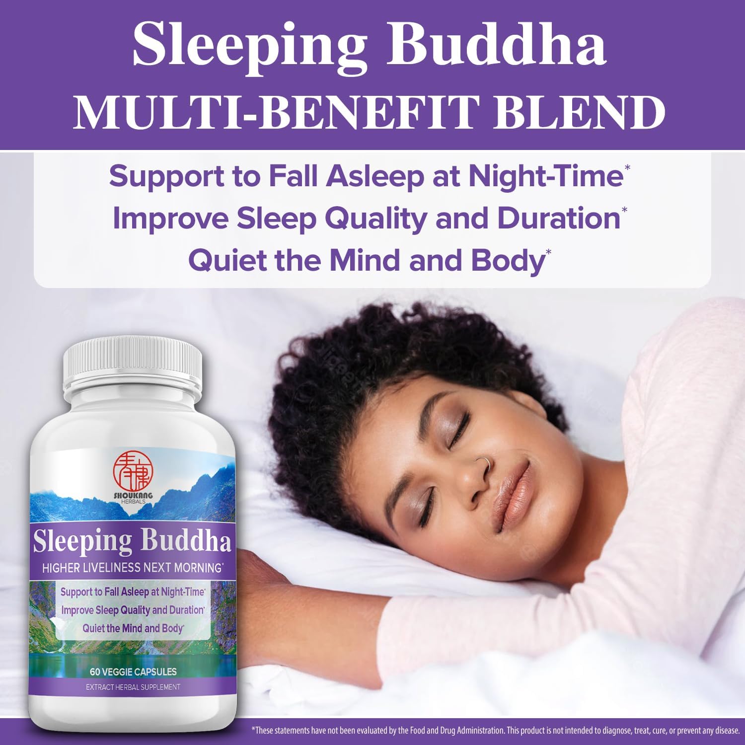 Sleeping Buddha Herbals: Chinese Herbal Blend for Better Sleep - 60 Capsules