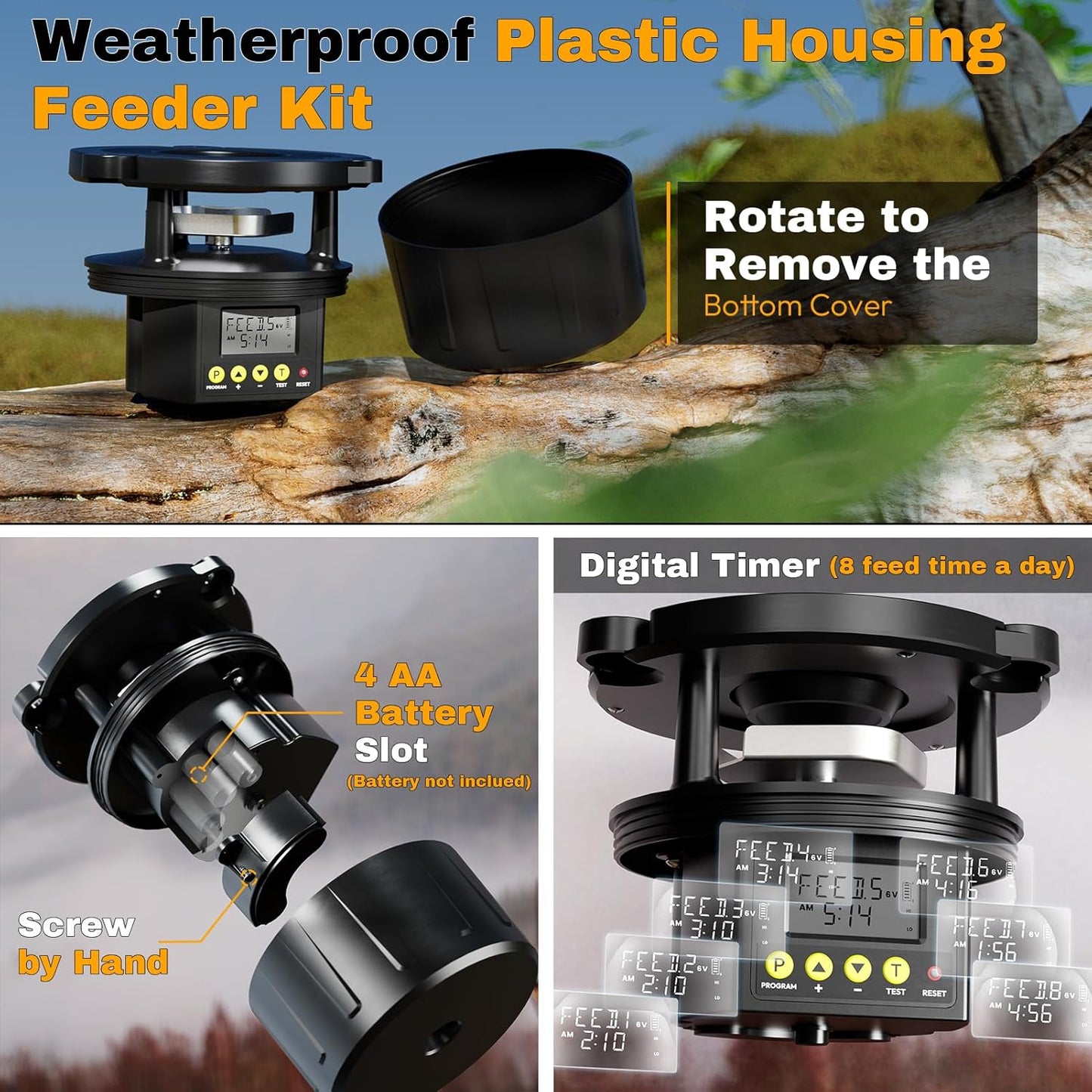 Small-Sized Tomaki Deer Feeder Kit with Motor, Timer, Spinner, Digital Timer, and Adjustable Arms
