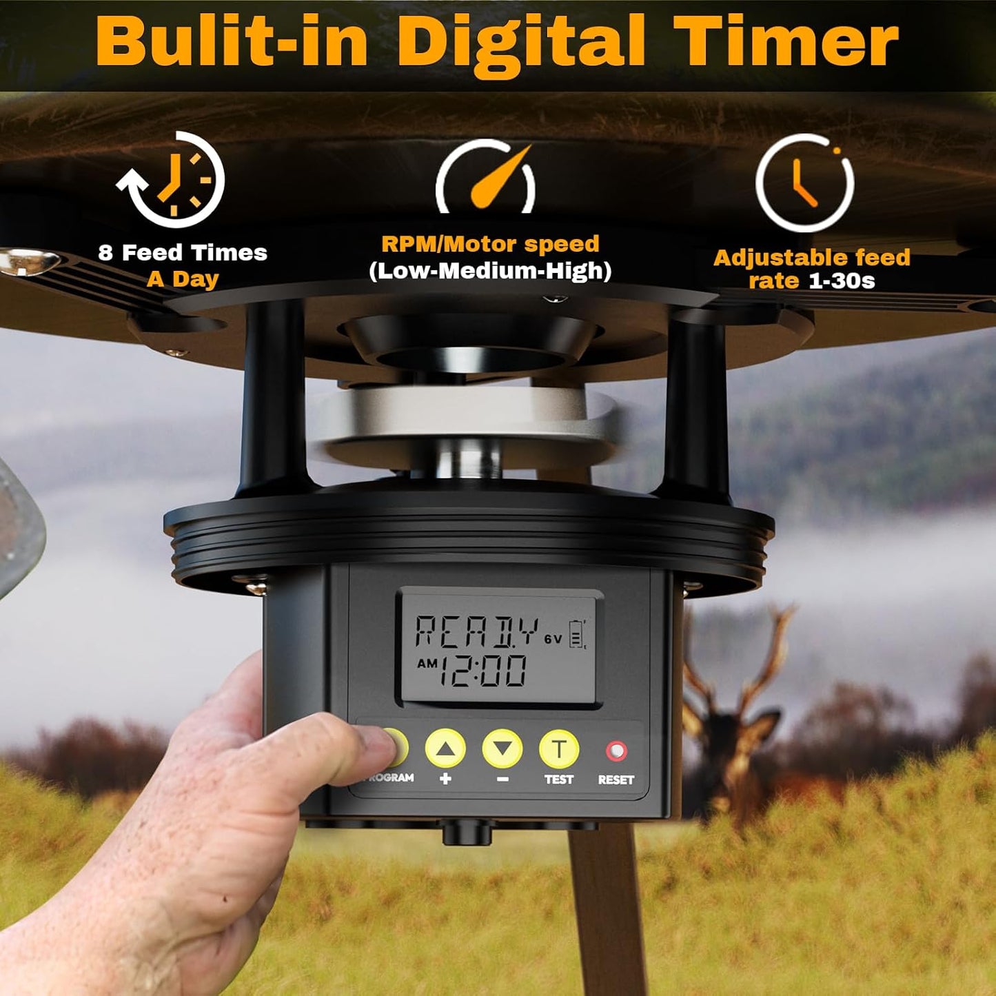 Small-Sized Tomaki Deer Feeder Kit with Motor, Timer, Spinner, Digital Timer, and Adjustable Arms