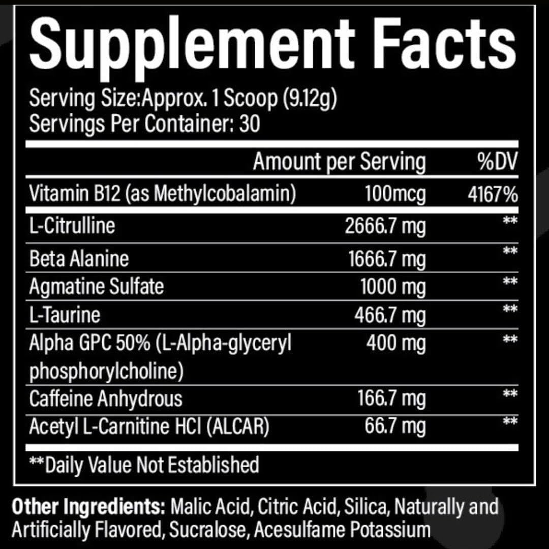 Smyle USA Lemon Lime Pre-Workout Powder - Energy Booster with Alpha GPC, Caffeine, Beta-Alanine | 30 Servings