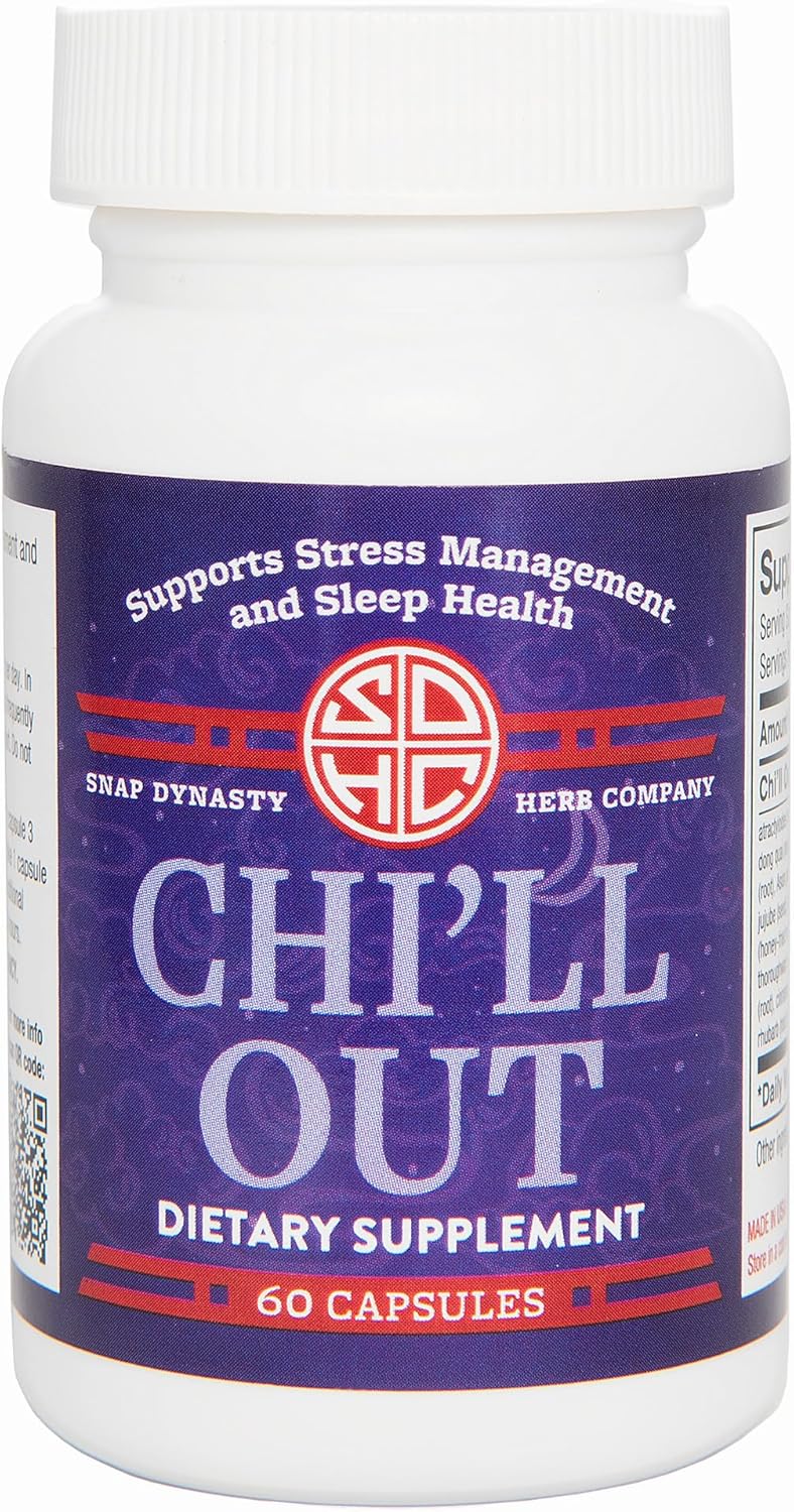 Snap Dynasty Chi’ll Out - 60ct Capsules, Plant-Based Supplement for Sleep & Stress Support