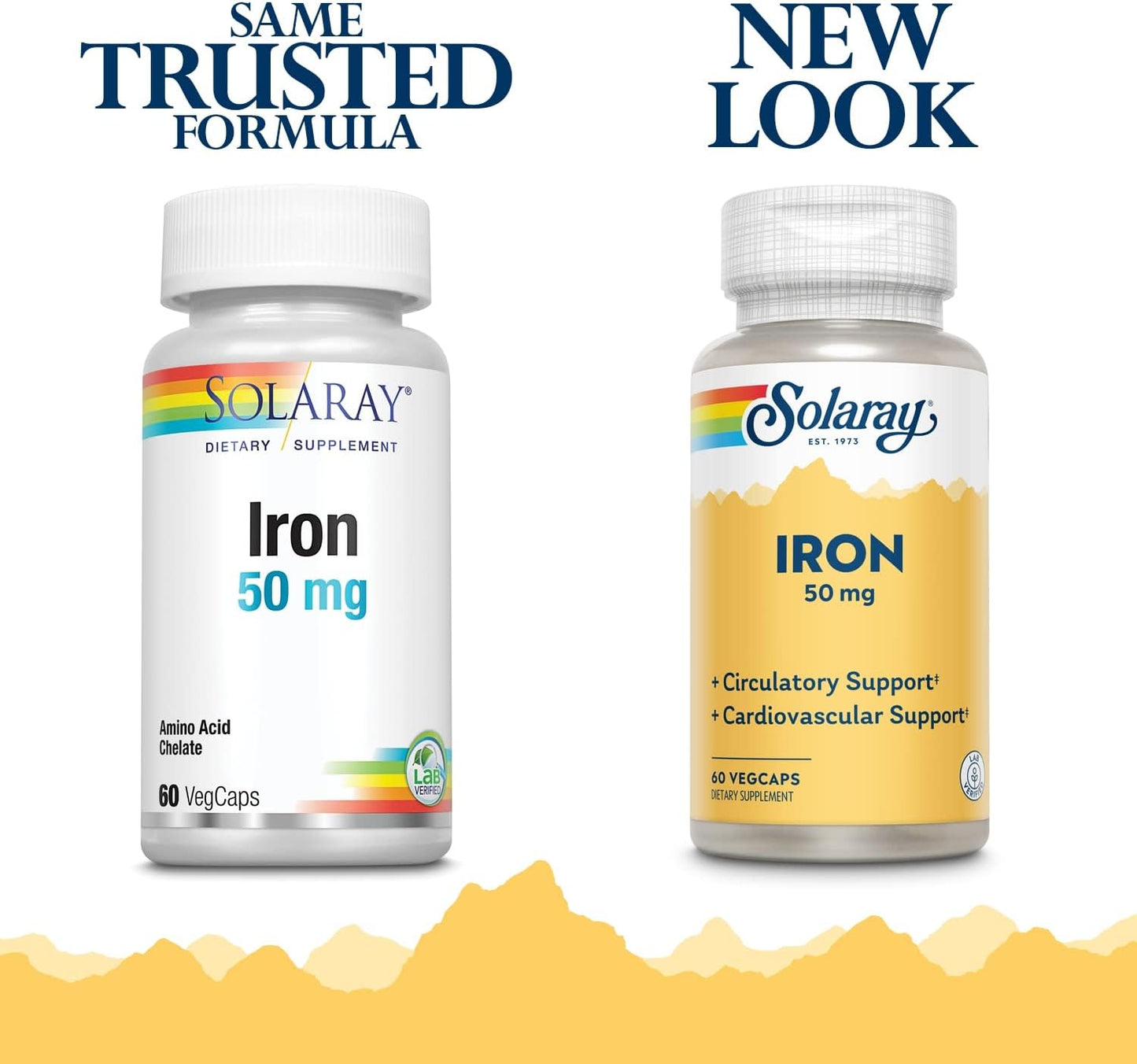 Solaray Iron Supplements 50mg | 60 Capsules Each | Pack of 2