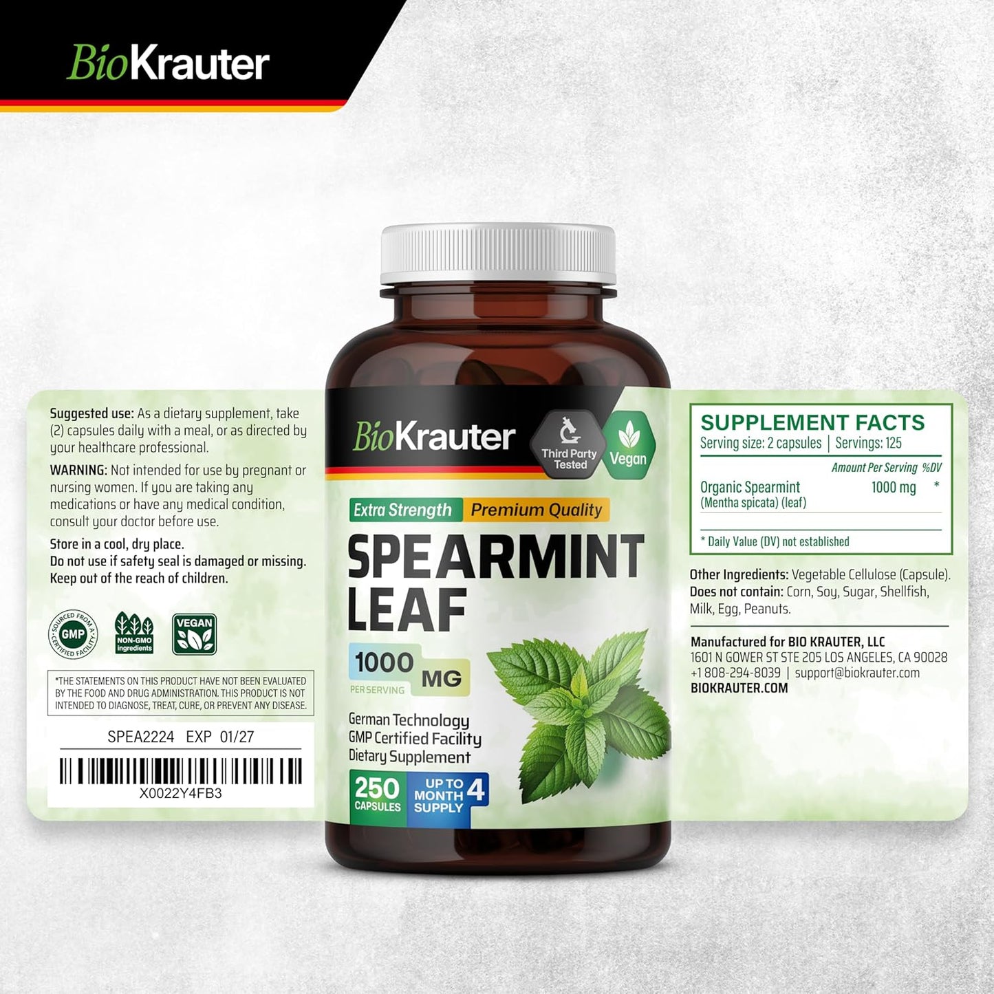 Spearmint Capsules and Magnesium Gummies Combo Pack - 250 Capsules & 90 Gummies