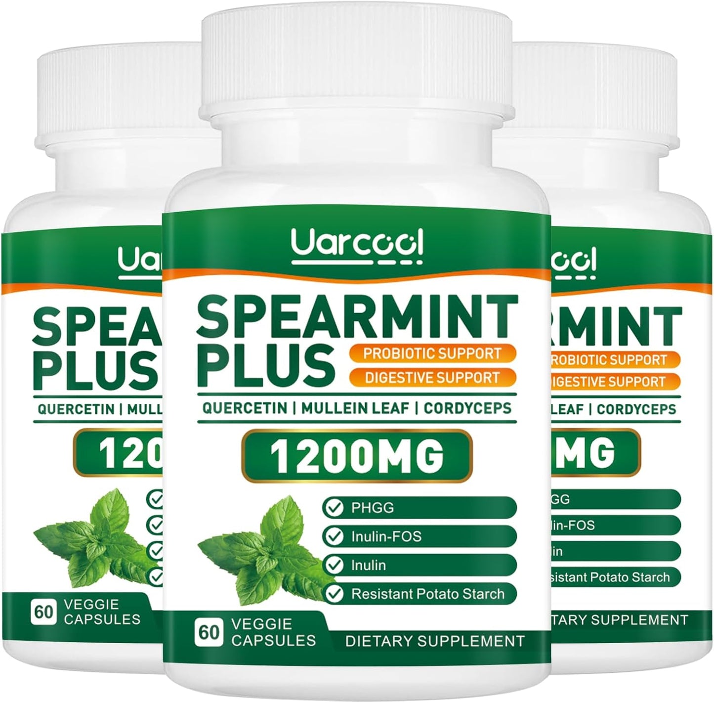 Spearmint Plus Supplement 1200mg for Digestive, Skin, & Stomach Health - Alternative to Tea - 180 Softgels - Made in USA