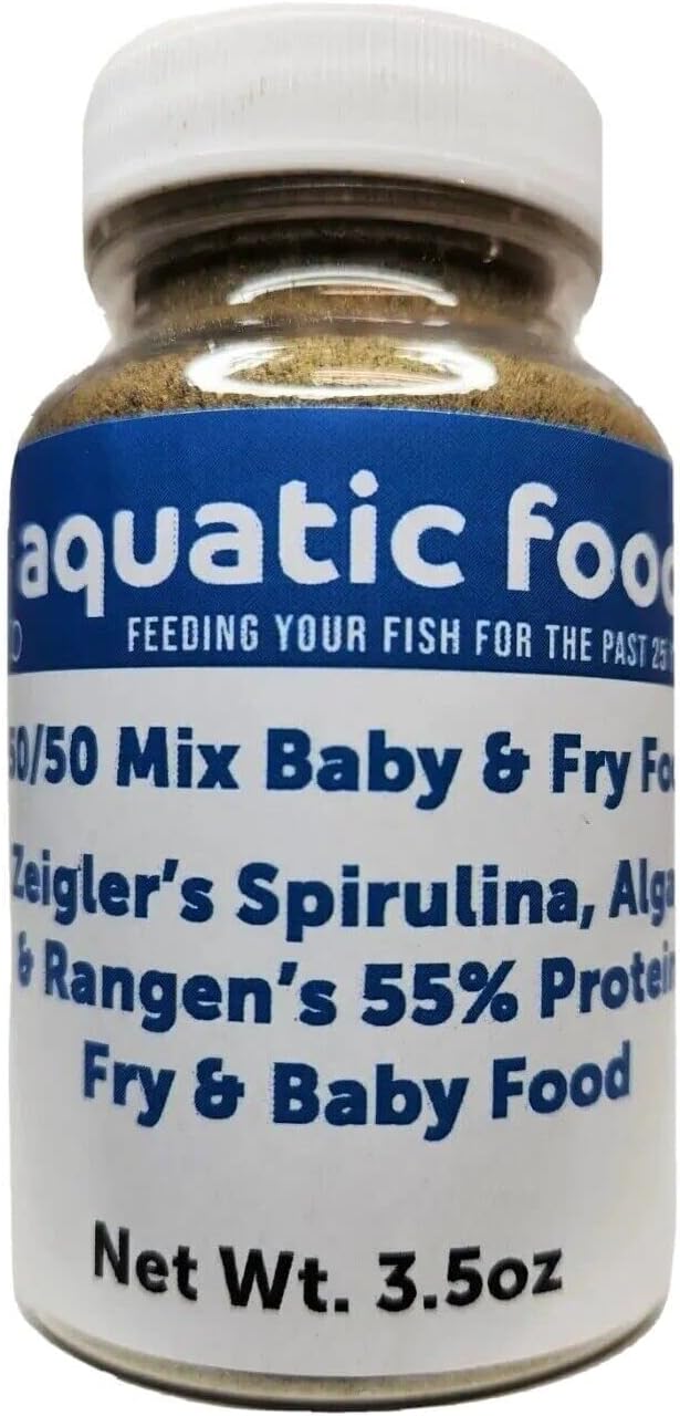 Spirulina/Algae Powder & Rangen's Soft Moist 55% Protein Koi & Tropical Fish Fry Floating Food - 3.5oz Bottle by Aquatic Foods Inc.