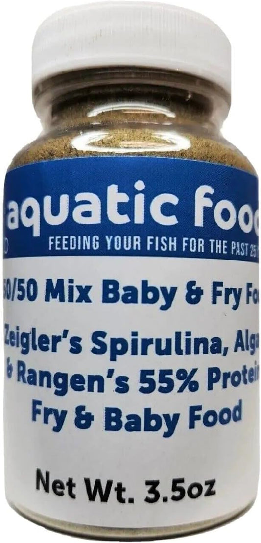 Spirulina/Algae Powder & Rangen's Soft Moist 55% Protein Koi & Tropical Fish Fry Floating Food - 3.5oz Bottle by Aquatic Foods Inc.