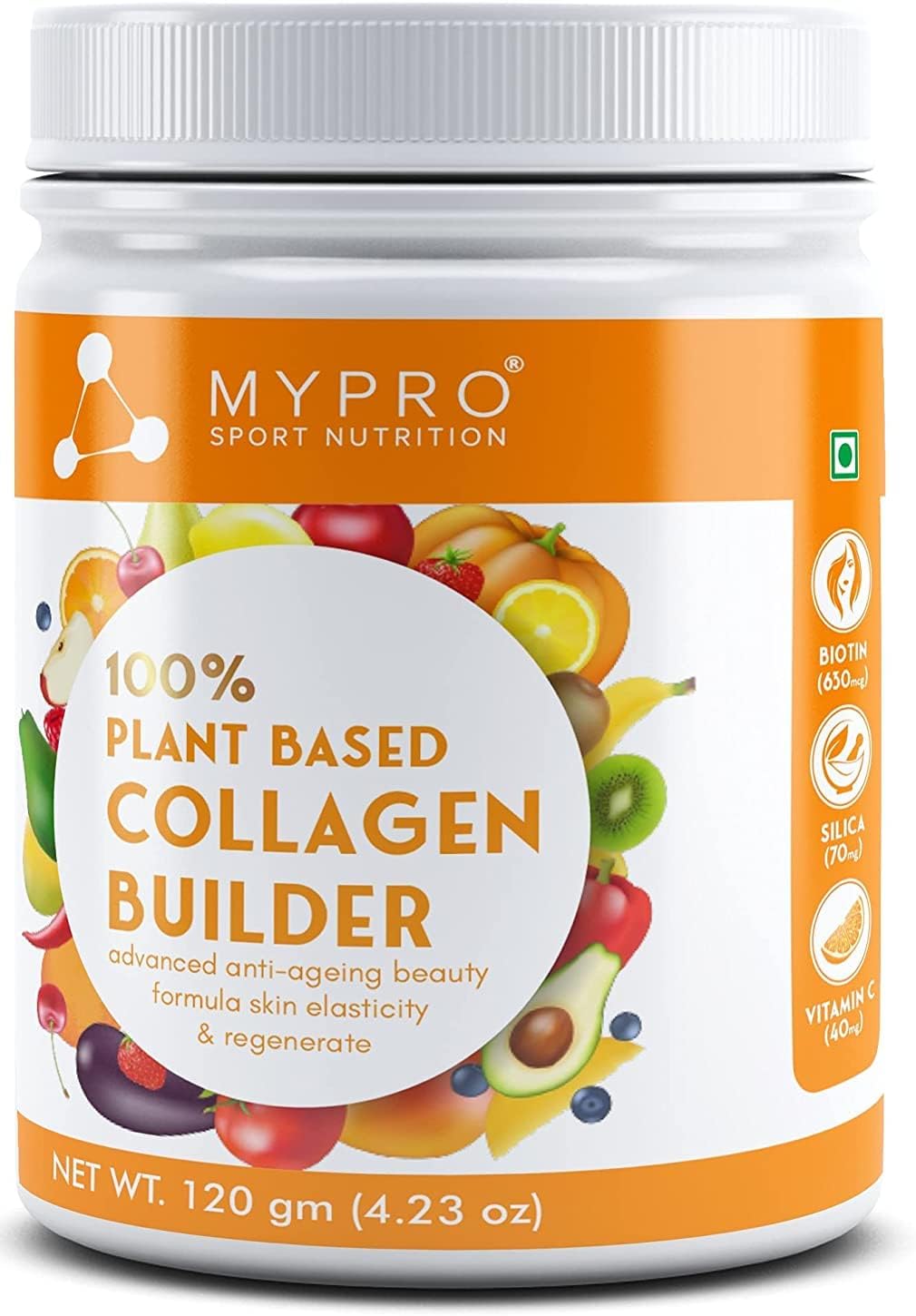 Sport Nutrition Plant Based Collagen Builder with Biotin, Silica, Sesbania & Bamboo Shoot - Anti-Ageing Beauty Formula for Skin Elasticity & Regeneration - 4.23 oz - Men & Women