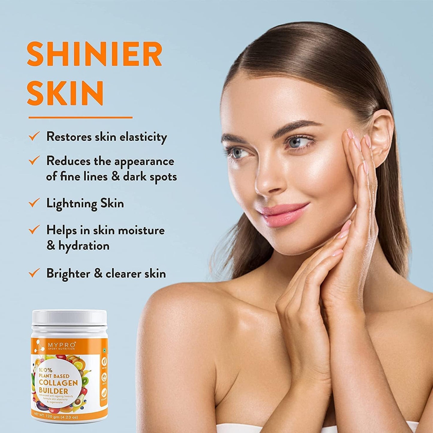 Sport Nutrition Plant Based Collagen Builder with Biotin, Silica, Sesbania & Bamboo Shoot - Anti-Ageing Beauty Formula for Skin Elasticity & Regeneration - 4.23 oz - Men & Women