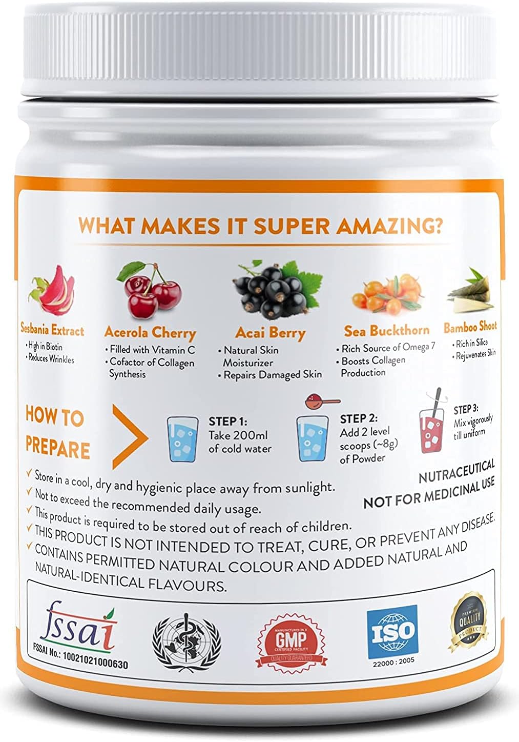 Sport Nutrition Plant Based Collagen Builder with Biotin, Silica, Sesbania & Bamboo Shoot - Anti-Ageing Beauty Formula for Skin Elasticity & Regeneration - 4.23 oz - Men & Women