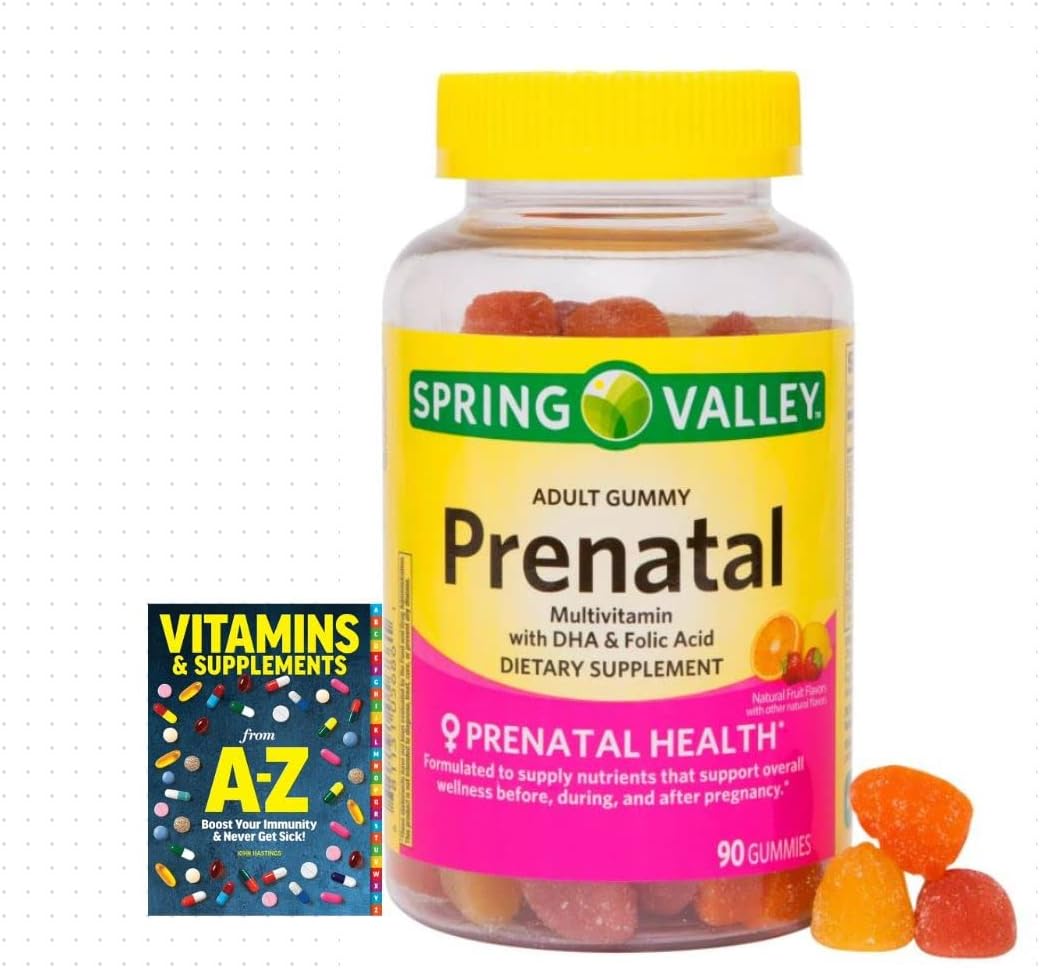 Spring Valley Adult Gummy Prenatal Multivitamin with DHA & Folic Acid - 90 Gummies, Natural Fruit Flavors - Vitamins & Supplements Guide
