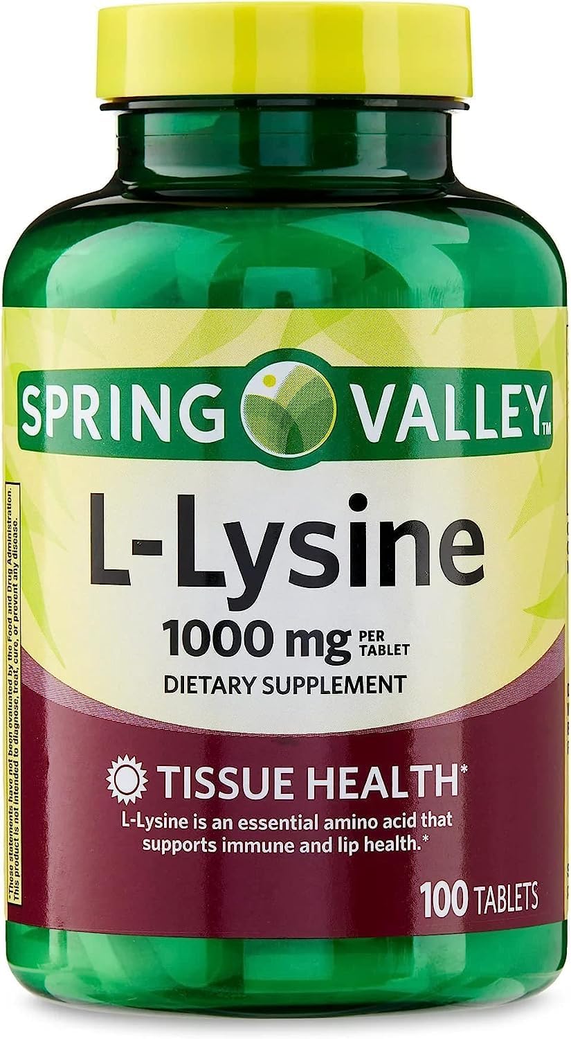 Spring Valley L-Lysine Amino Acid Supplements - 100 Tablets, Supports Healthy Immune System, 1 Tablet per Serving