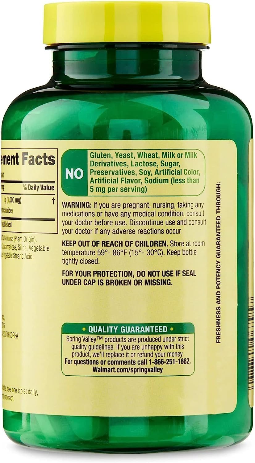 Spring Valley L-Lysine Amino Acid Supplements - 100 Tablets, Supports Healthy Immune System, 1 Tablet per Serving