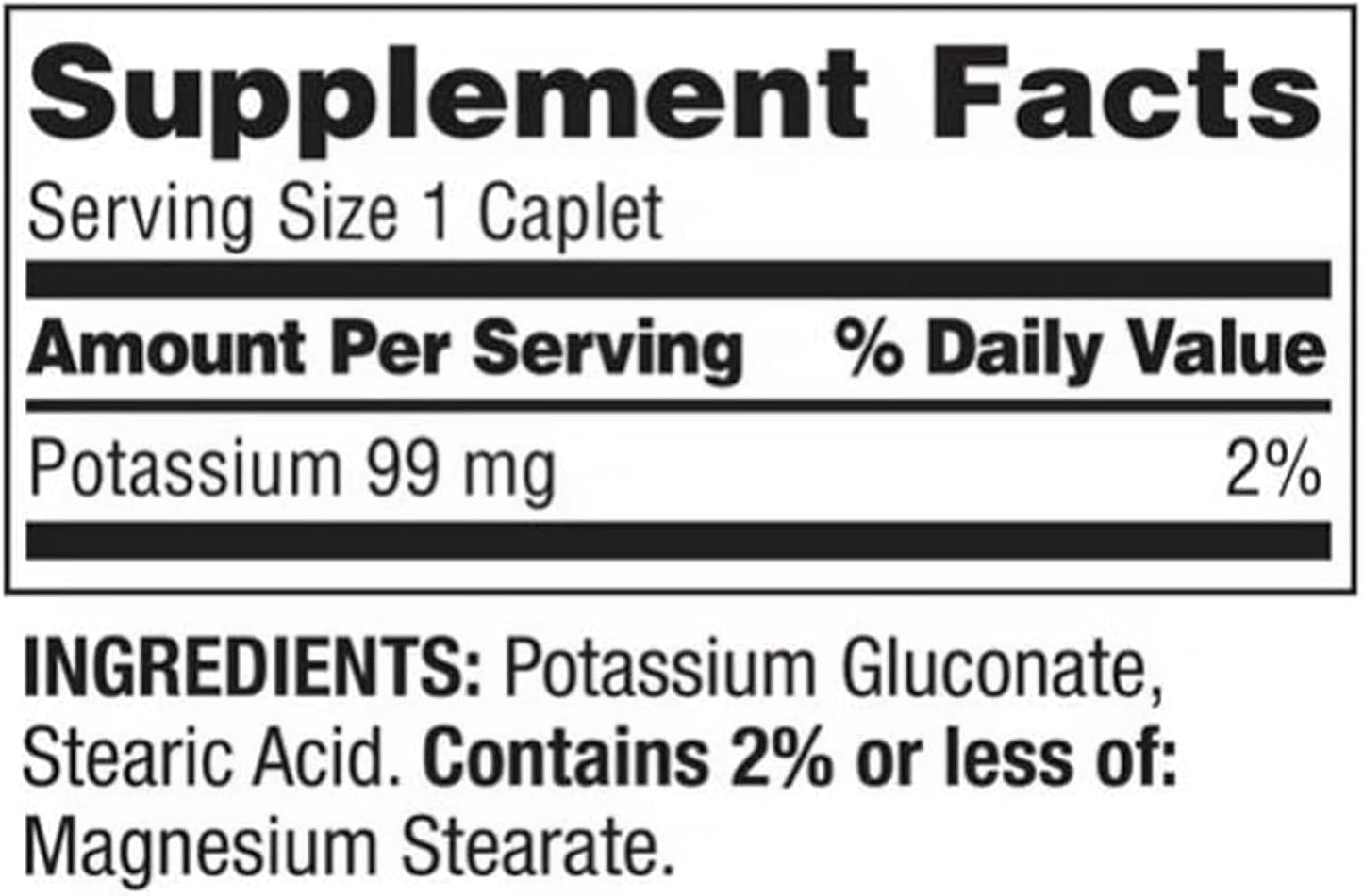 Spring Valley Potassium Caplets Dietary Supplement - 99 mg, 250 Count - Essential Electrolyte Nutrition