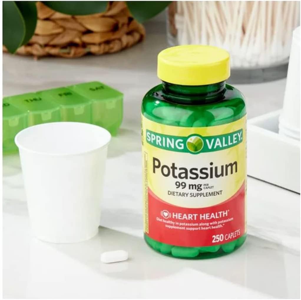 Spring Valley Potassium Caplets Dietary Supplement - 99 mg, 250 Count - Essential Electrolyte Nutrition