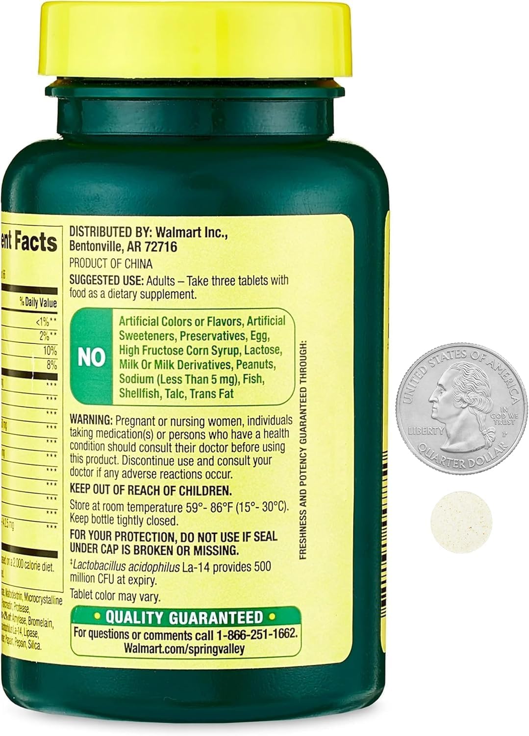 Spring Valley Probiotic Supplement with Digestive Enzymes - 200 Tablets for Men and Women - Supports Gut Health and Digestion with Acidophilus and Prebiotics