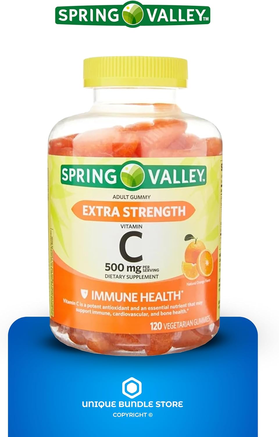 Spring Valley Vitamin C Gummies 500mg Orange Flavor 120 Count + 7 Day Pill Organizer - Immune Health Supplement for Vegetarians