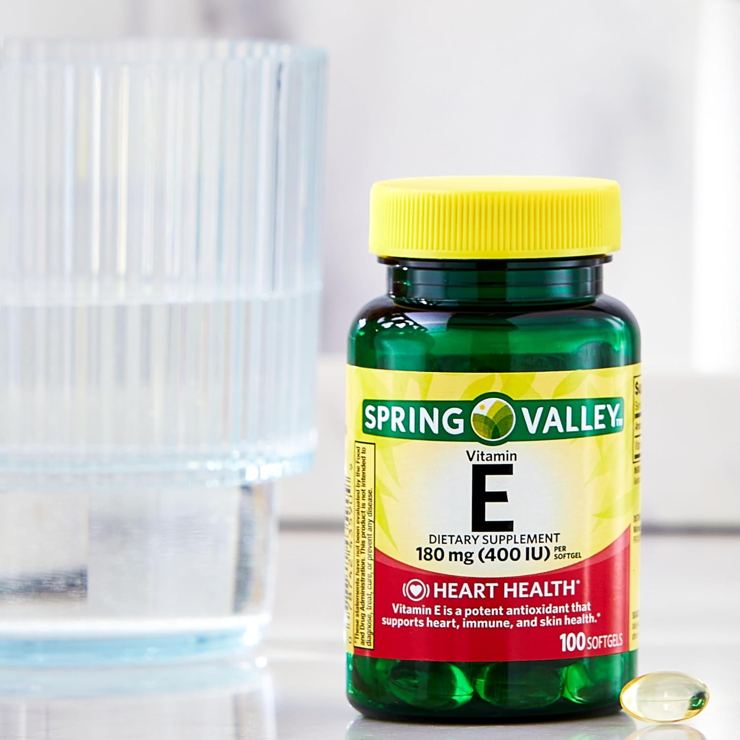 Spring Valley Vitamin E Softgels 180mg (400 IU) for Heart Health - 200 Count Bottle