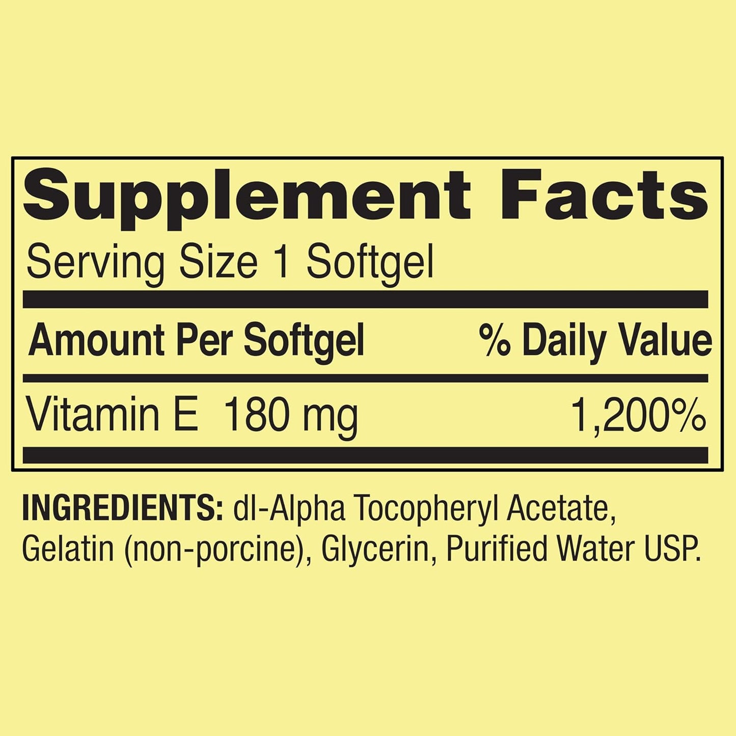 Spring Valley Vitamin E Softgels 180mg (400 IU) for Heart Health - 200 Count Bottle