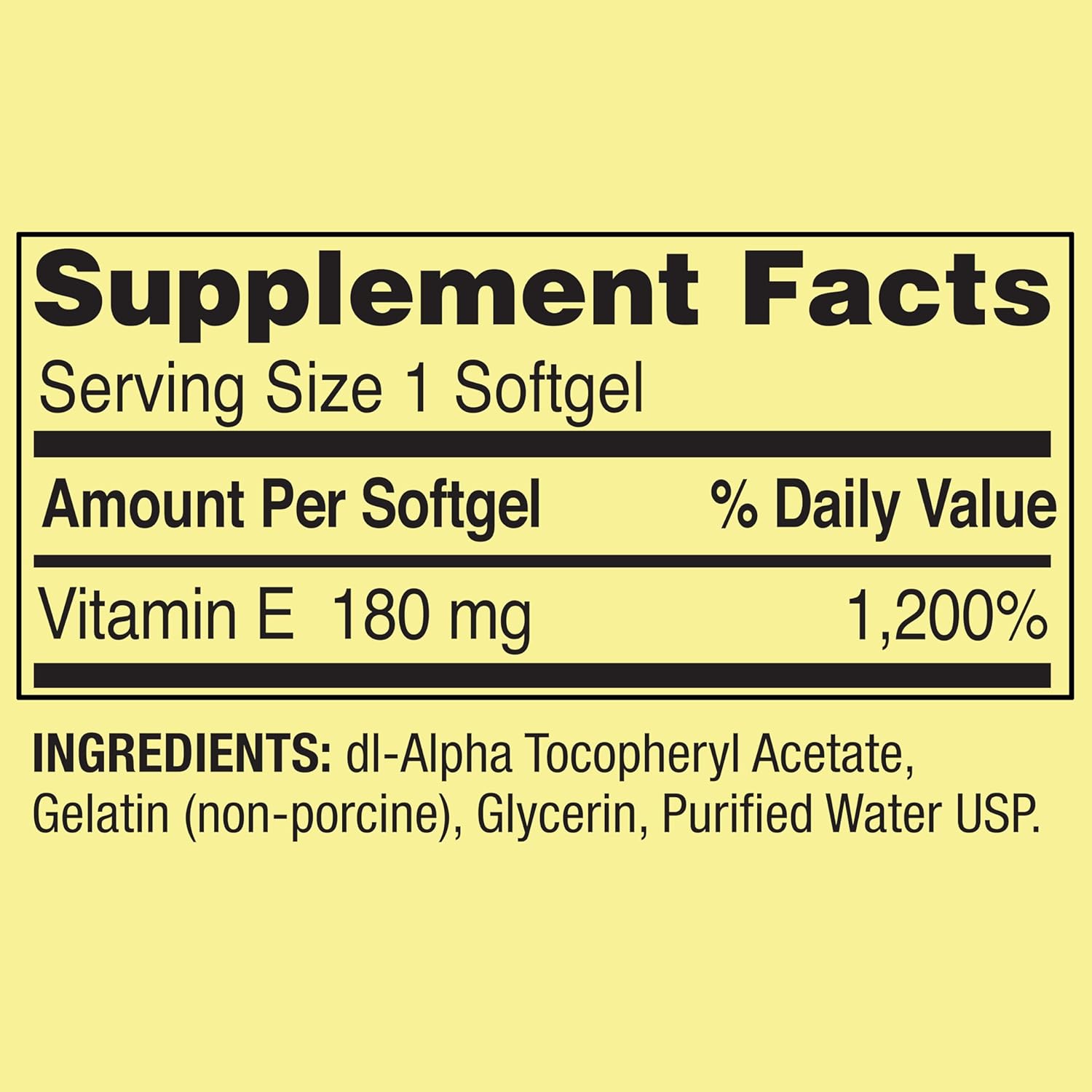 Spring Valley Vitamin E Softgels 180mg (400 IU) for Heart Health - 200 Count Bottle