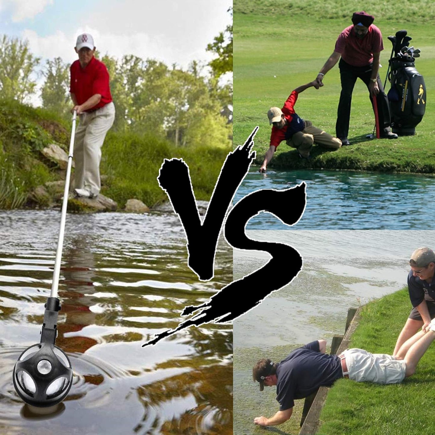 Stainless Steel Extendable Golf Ball Retriever with 2 Grabbers - Lightweight Telescopic Tool for Water Hazards - Ideal Golf Accessory for Men