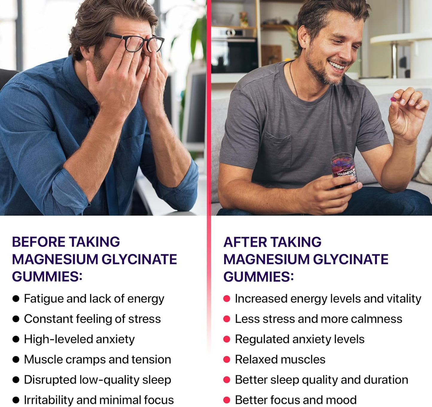 Stress Relief Magnesium Gummies for Adults - 400mg, Sugar-Free with Taurine & Magnesium Malate by PERFECTFIT365