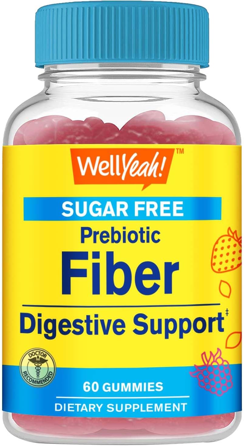 Sugar-Free Fiber Gummies for Adults (4g) | Digestive Support & Prebiotic Fiber Supplement | 60 Count
