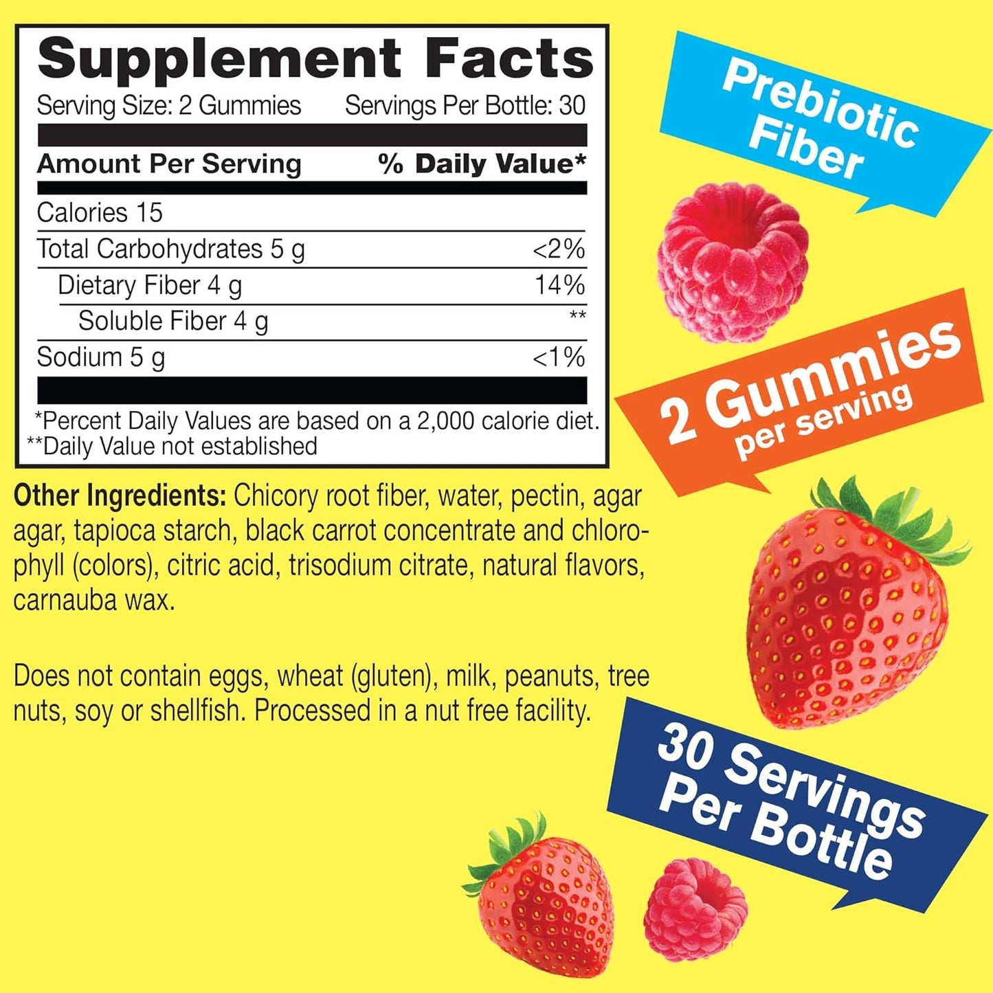 Sugar-Free Fiber Gummies for Adults (4g) | Digestive Support & Prebiotic Fiber Supplement | 60 Count