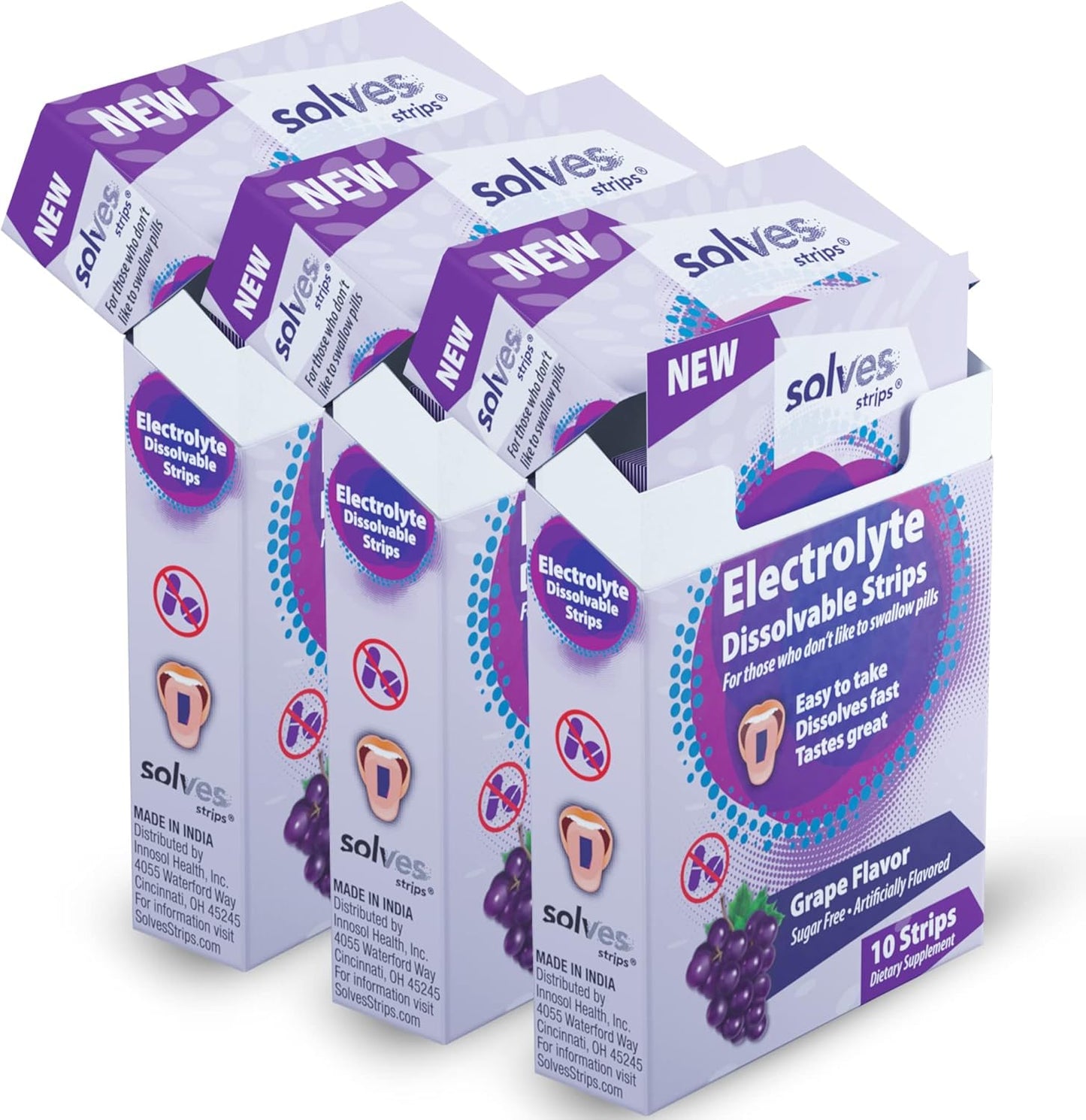 Sugar-Free Grape Burst Electrolyte Replacement Strips - High Potency Hydration for Gym & Outdoor Activities - 10 Portable Single-Serve Packs