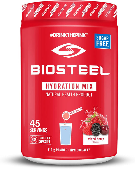 Sugar-Free Mixed Berry Sports Drink Powder with Essential Electrolytes - 45 Servings by BIOSTEEL
