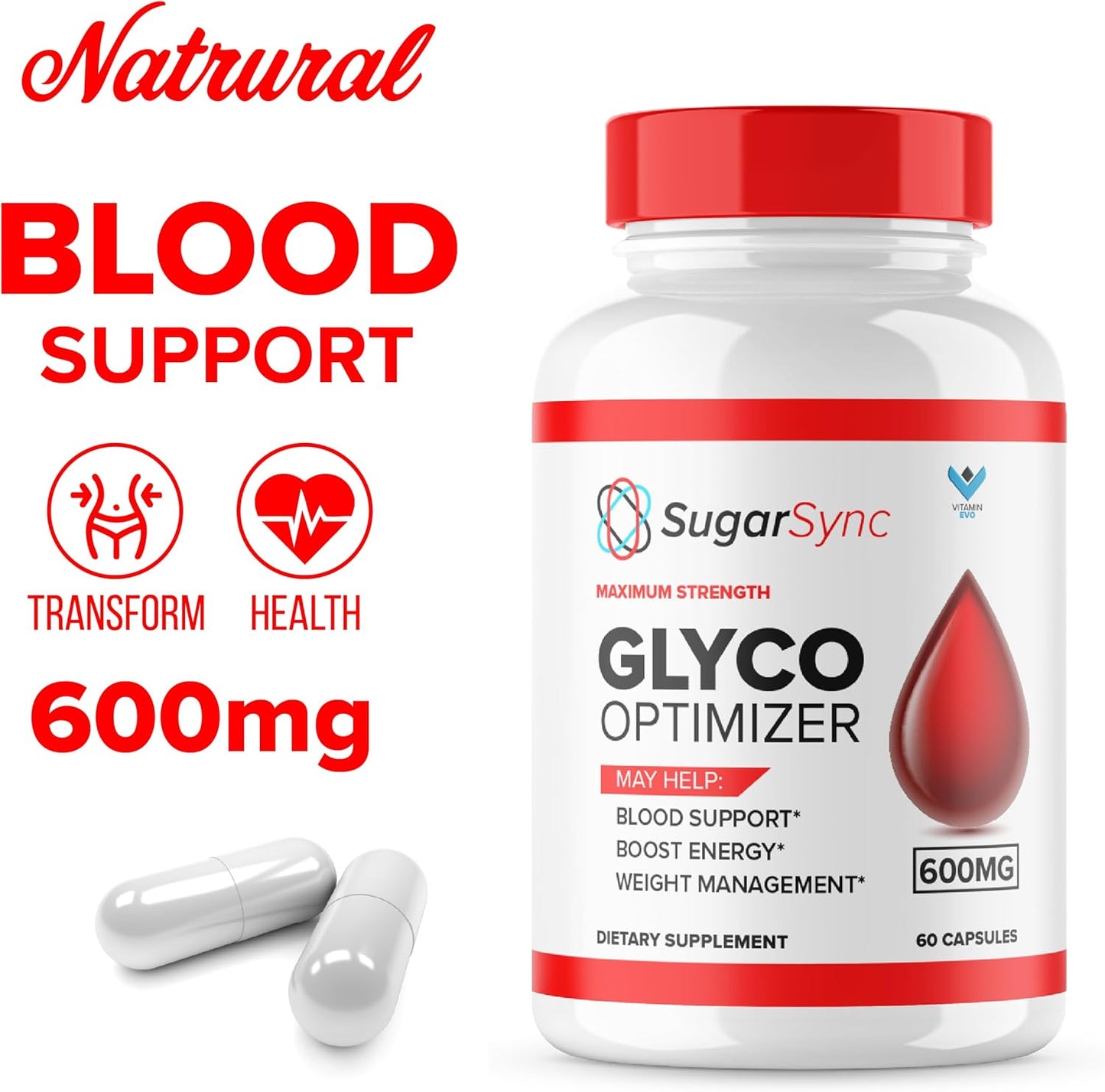 Sugar Sync Vitamin Evo Capsules - SugarSync Glyco Optimizer & Joint Support, Cleanse Detox Formula - 60 Pills, Maximum Strength, Reviews