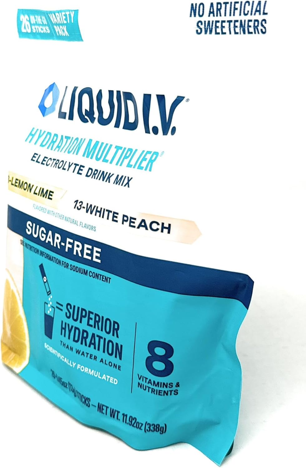 Sugarfree Liquid I.V. Hydration Multiplier Lemon Lime & White Peach - 26 Sticks