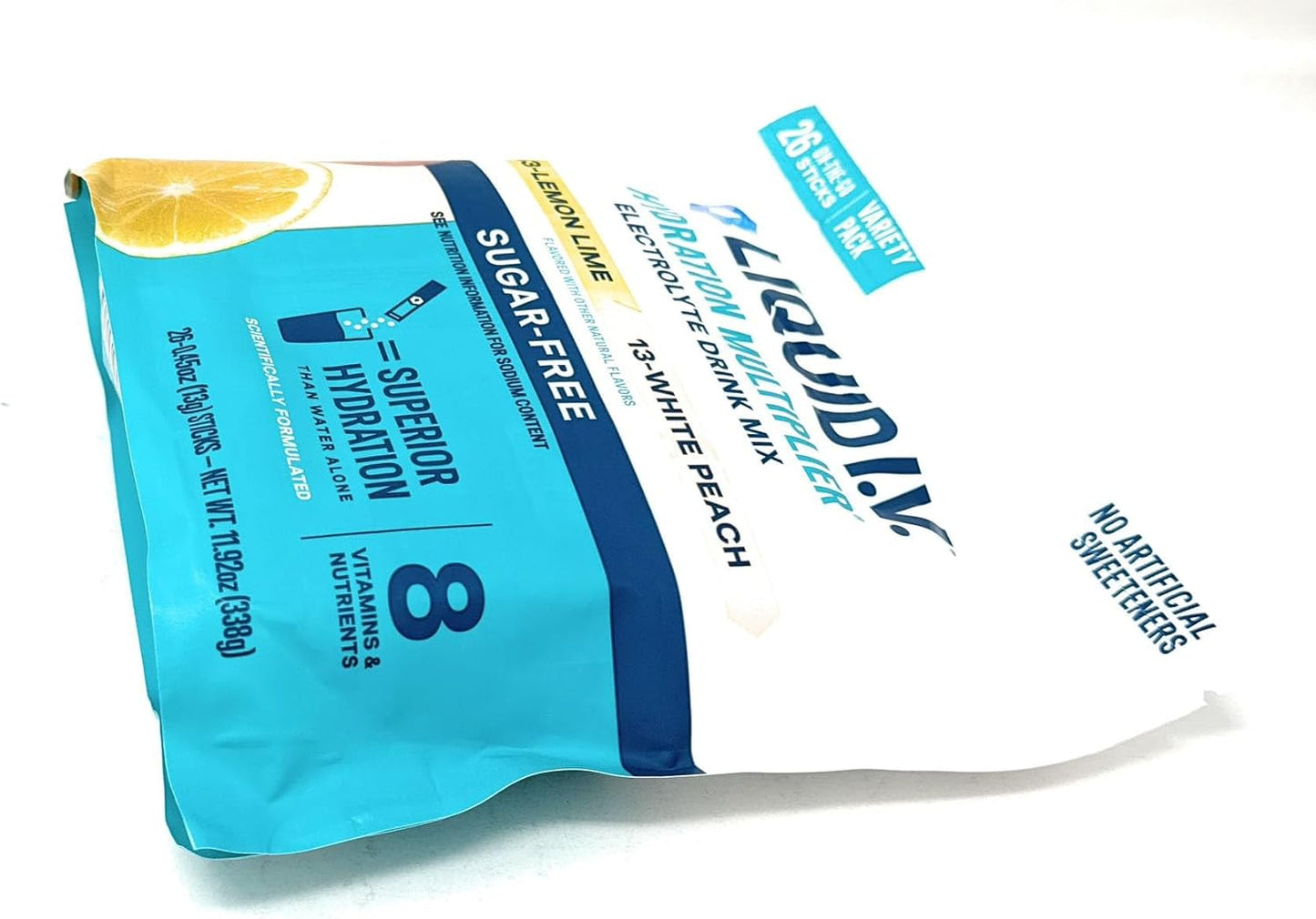 Sugarfree Liquid I.V. Hydration Multiplier Lemon Lime & White Peach - 26 Sticks