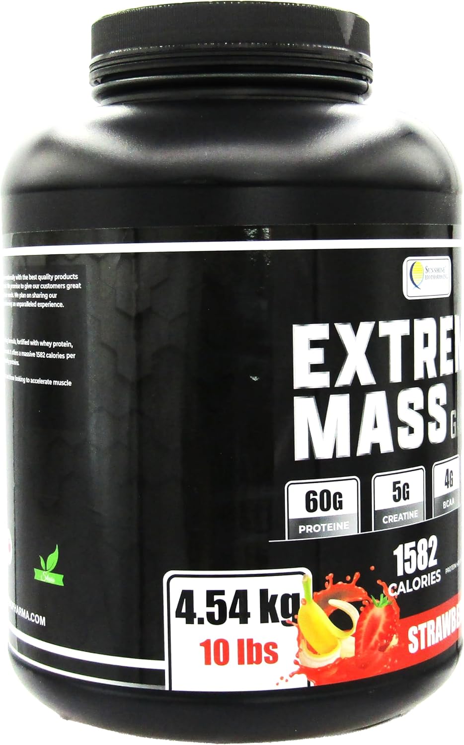 Sunshine Biopharma Extreme Mass Weight Gainer - High Calorie Fortified Whey Protein for Intense Muscle Building Training - 10 lbs (4.54 kg)