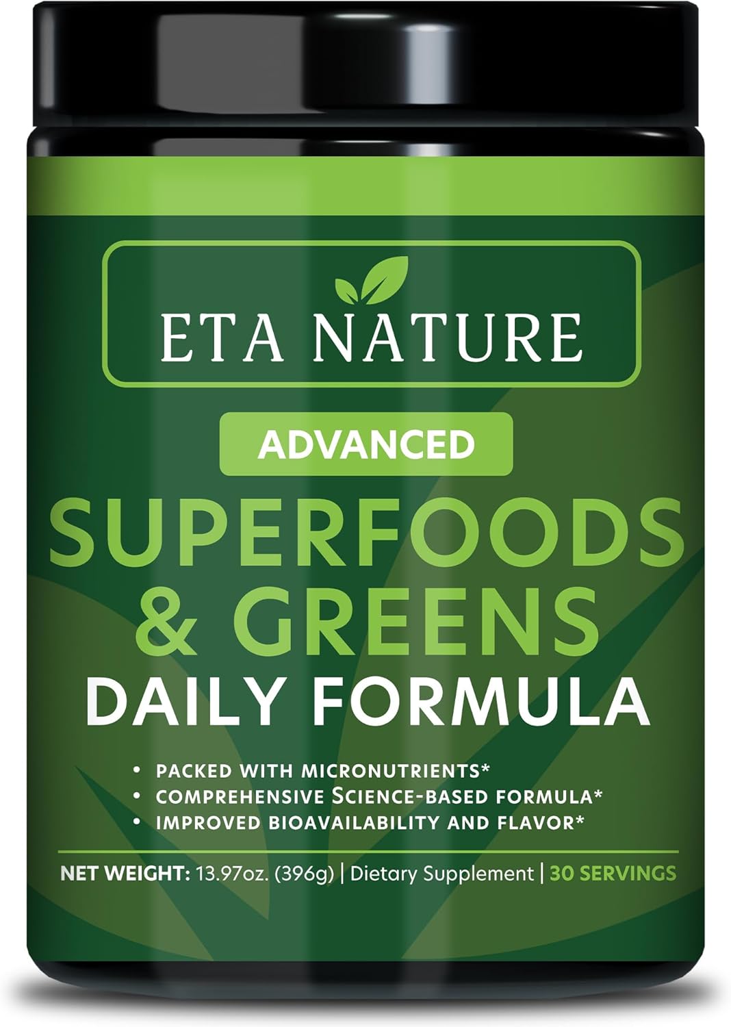 Super Greens Powder for Immunity, Energy, Digestive & Liver Health - Fruits & Veggies Supplements - Vitamins & Minerals - 396g