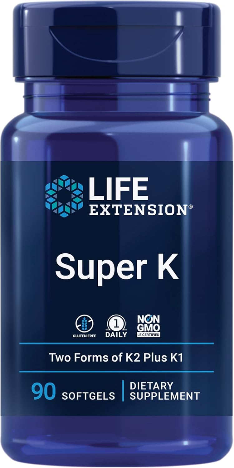 Super K Vitamin Capsules with Vitamin C and Magnesium for Heart, Bone, and Arterial Health - 500mg