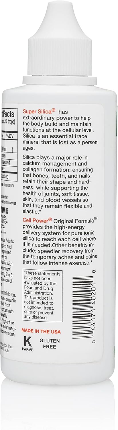 Super Silica Liquid Concentrate 4 oz. Bottle Pack of 2 - High Absorption, Supports Bone Density, Joint Flexibility, Skin, Hair, Nails - Makes 68+ Quarts