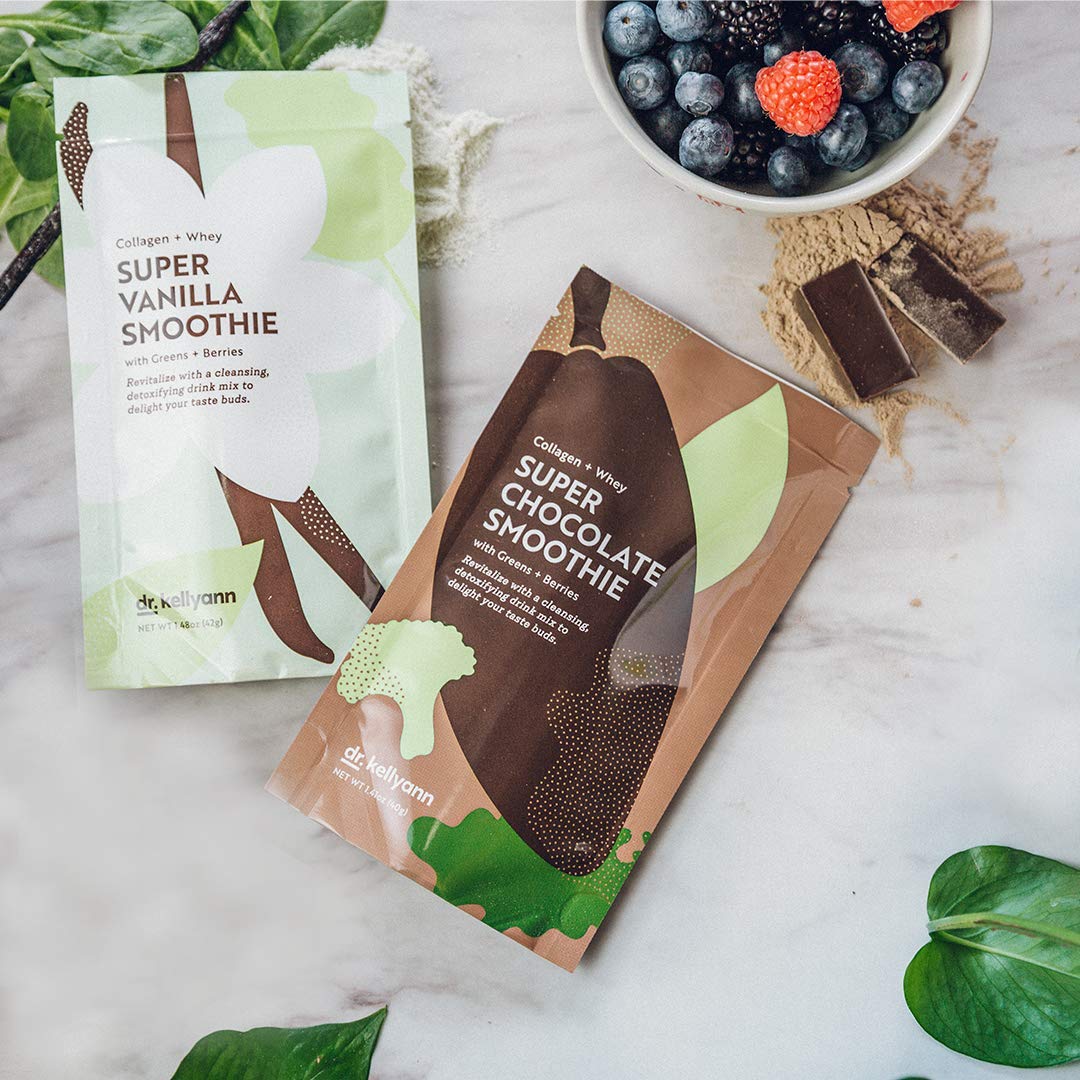 Super Vanilla Collagen Smoothie 7 Packets - Protein Shake Keto Paleo Skin Gut Support