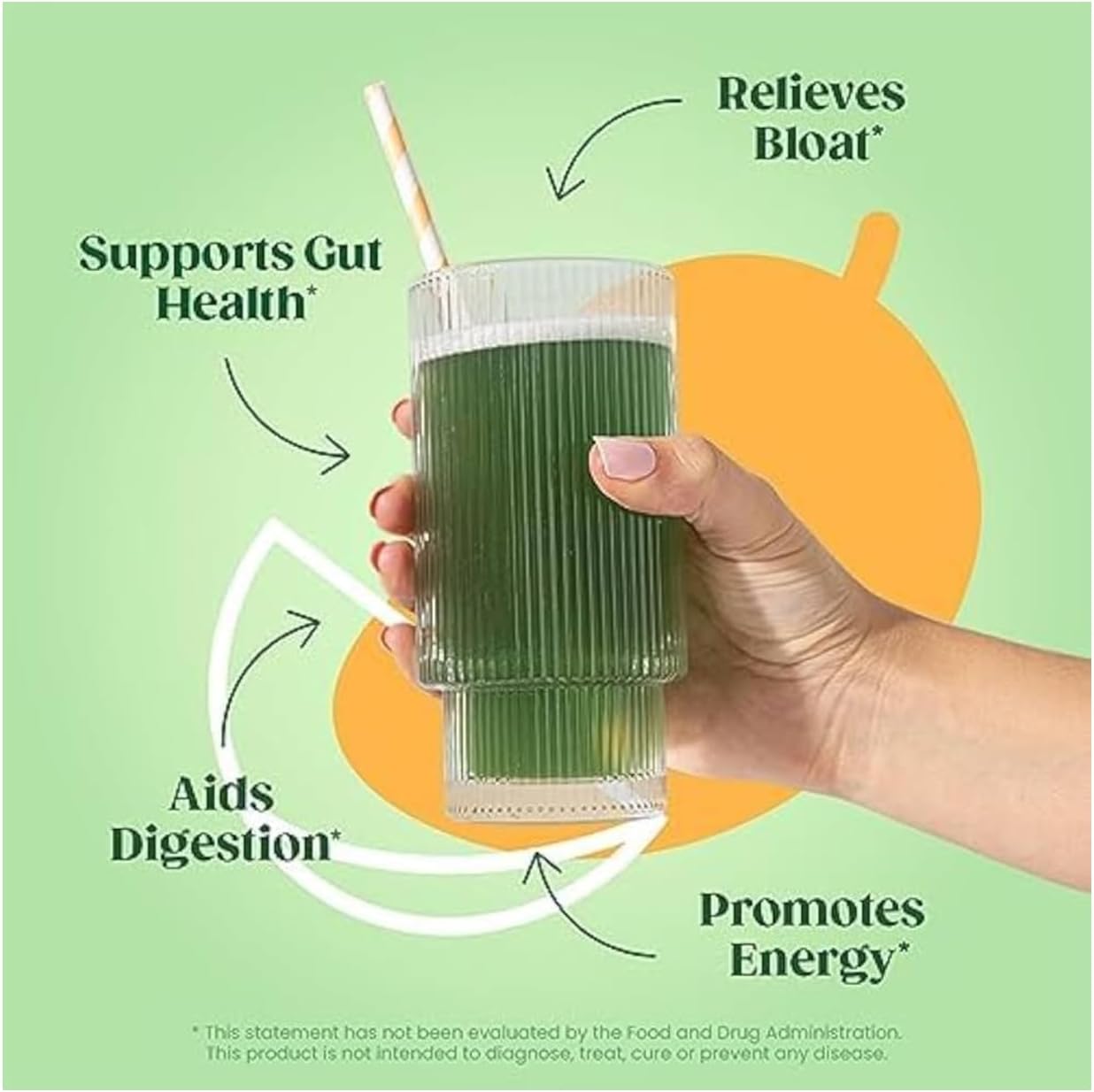 Superfood Greens Powder with Digestive Enzymes, Probiotics, and Prebiotics for Gut Health and Bloating Relief - Chlorella, Beet Root Powder, Mango Flavor - 60 Servings