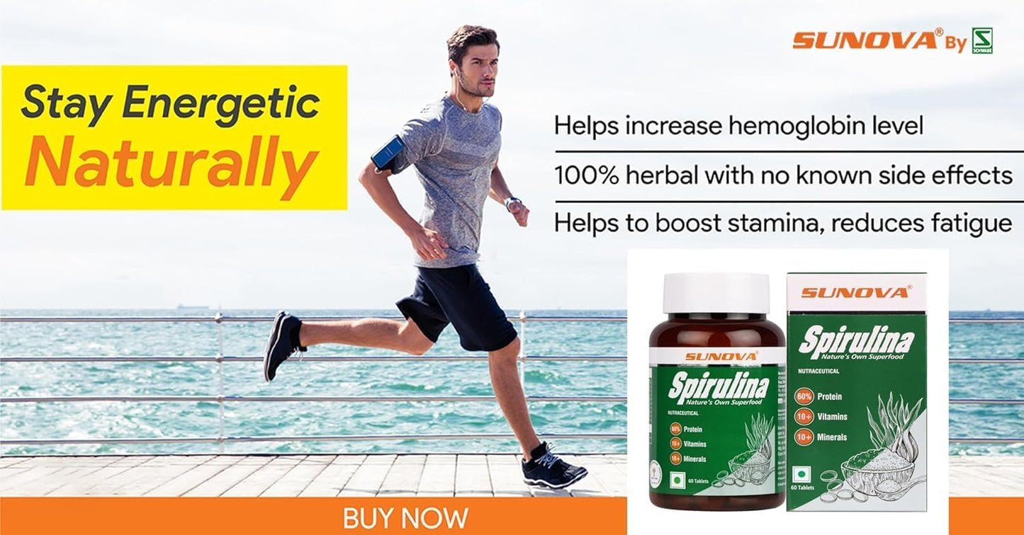 Superfood Spirulina Capsules - Natural Nutritional Supplement for Full Body Support - 120 Capsules in Pack of 2