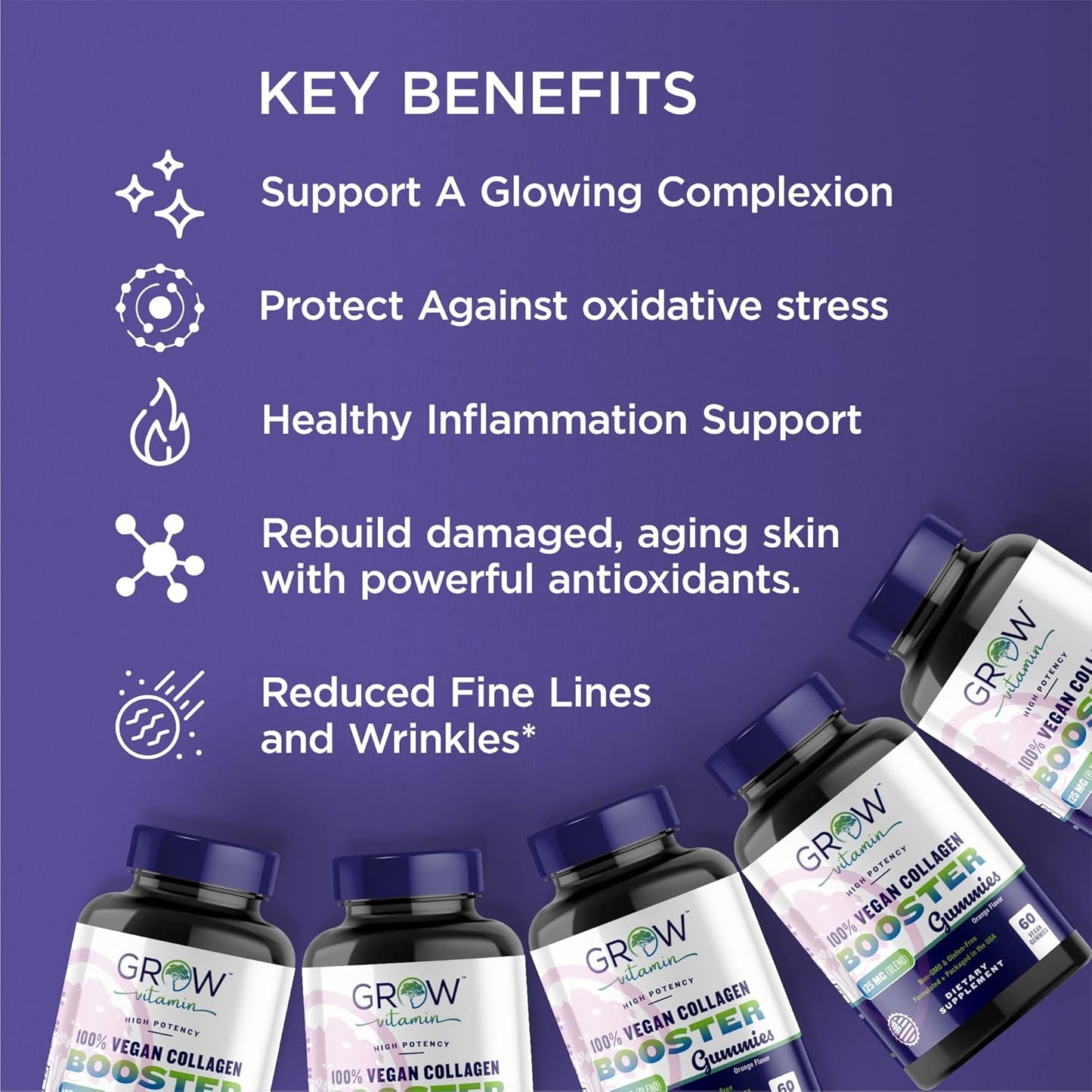 Superfruit Gummy Beauty Vitamins - Supports Skin, Hair, & Nail Health - Vegan Collagen Builder with Silica, Biotin, Amla, Vitamin C, A, E - Orange Flavor, Non GMO - 60 Gummies