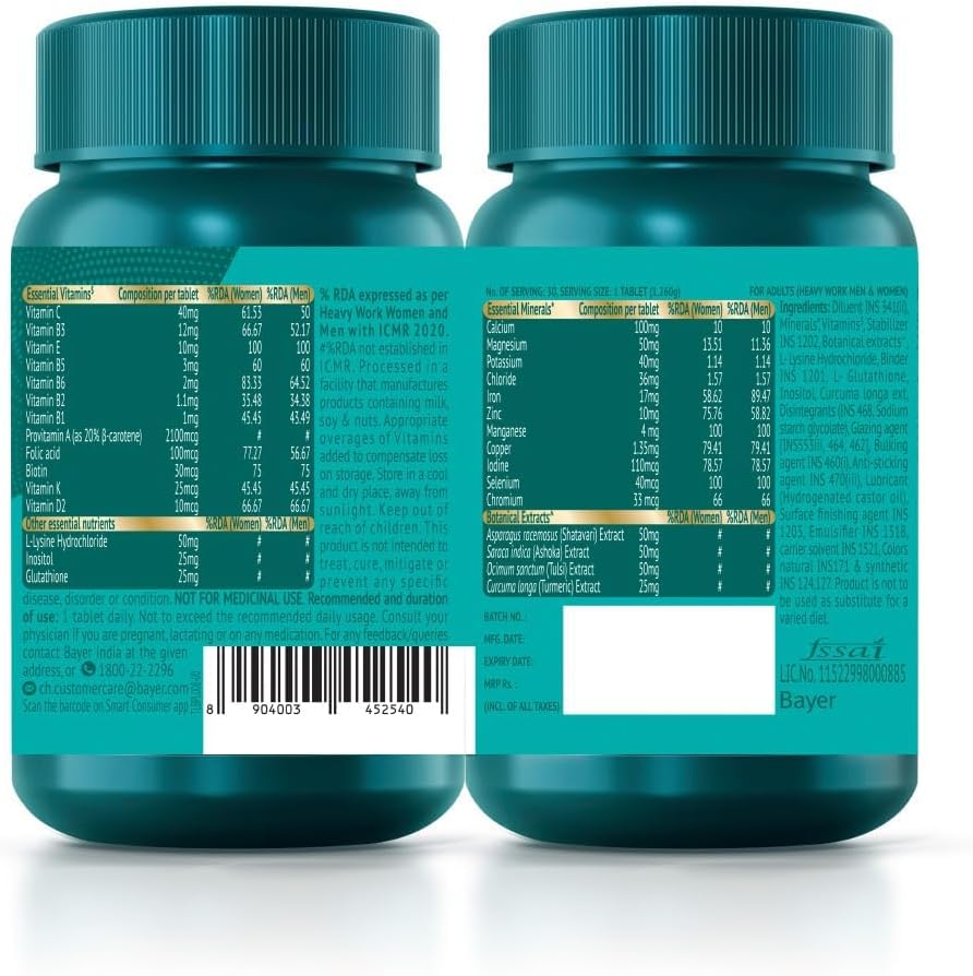 Supra.dyn Naturals Iron Tablets - 3X Iron, Ashoka, Shatavari, Zinc, Vitamin C, Folic Acid - Supports Blood Health and Energy - 30 Vital Nutrients - Vegetarian - 30 Tablets